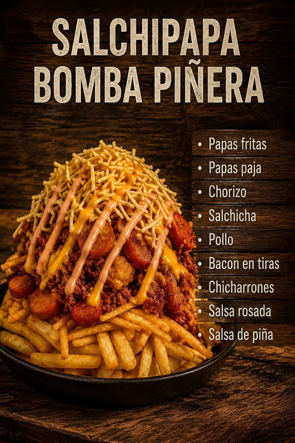 Salchipapa bomba piñera cafetería playa blanca